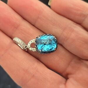 Mark Raico 18kt Blue Topaz, Sapphire And Diamond Pendant